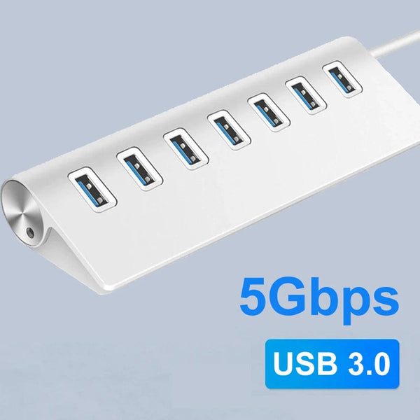 Planet Gates Aluminum Alloy USB 3.0 HUB 7 Ports High Speed Multi Splitter Adapter Up To 5Gbps Docking Station Expander for Laptop Computer PC