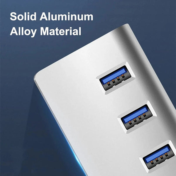 Planet Gates Aluminum Alloy USB 3.0 HUB 7 Ports High Speed Multi Splitter Adapter Up To 5Gbps Docking Station Expander for Laptop Computer PC