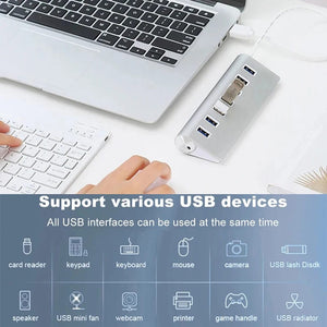Planet Gates Aluminum Alloy USB 3.0 HUB 7 Ports High Speed Multi Splitter Adapter Up To 5Gbps Docking Station Expander for Laptop Computer PC
