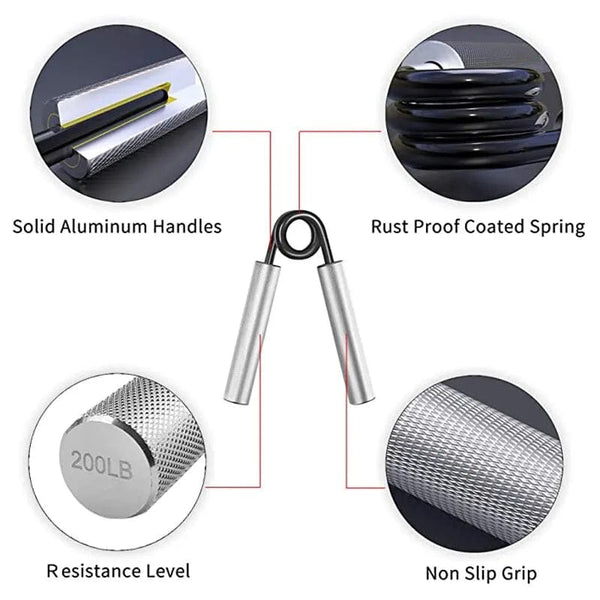 Planet Gates Aluminum Hand Grip Gym Fitness Finger Exerciser Arm Strength Trainer Muscle Recovery Rehabilitation Developer Gripper
