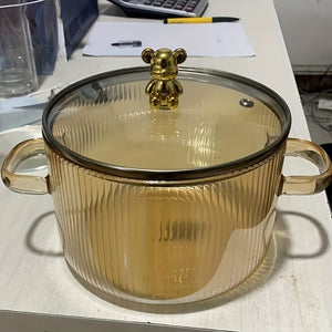Planet Gates Amber 1pc, Glass Pots For Cooking, Heat Resistant Glass Saucepan, Glass Pot With Lid For Pasta, Noodle, Soup, Milk, Baby Food, Kitchenware, Cookware