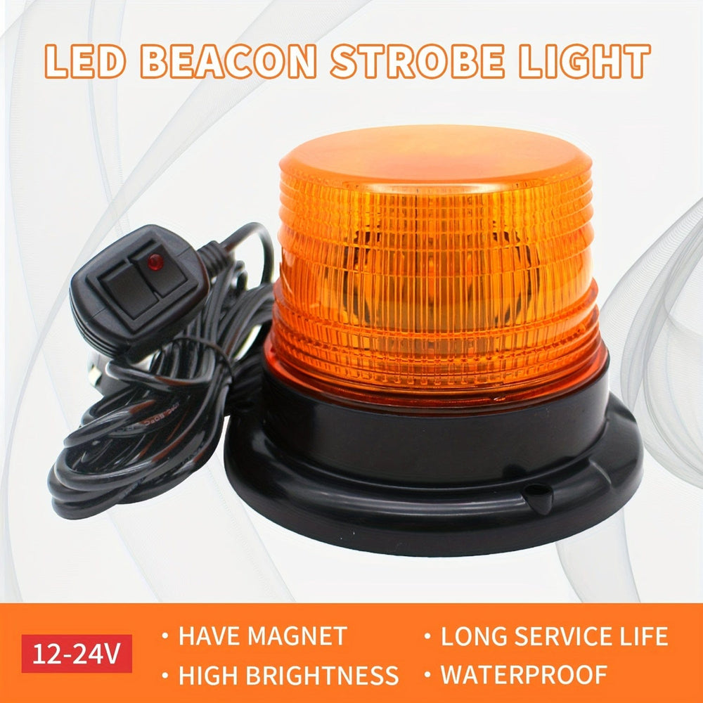 Planet Gates Amber 40 LED Strobe Light 12V-24V Amber Warning Safety Flashing Beacon Lights With Magnetic And 4.88 Meter Straight Cord For Forklift Truck Tractor UTV Car Bus