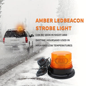 Planet Gates Amber 40 LED Strobe Light 12V-24V Amber Warning Safety Flashing Beacon Lights With Magnetic And 4.88 Meter Straight Cord For Forklift Truck Tractor UTV Car Bus