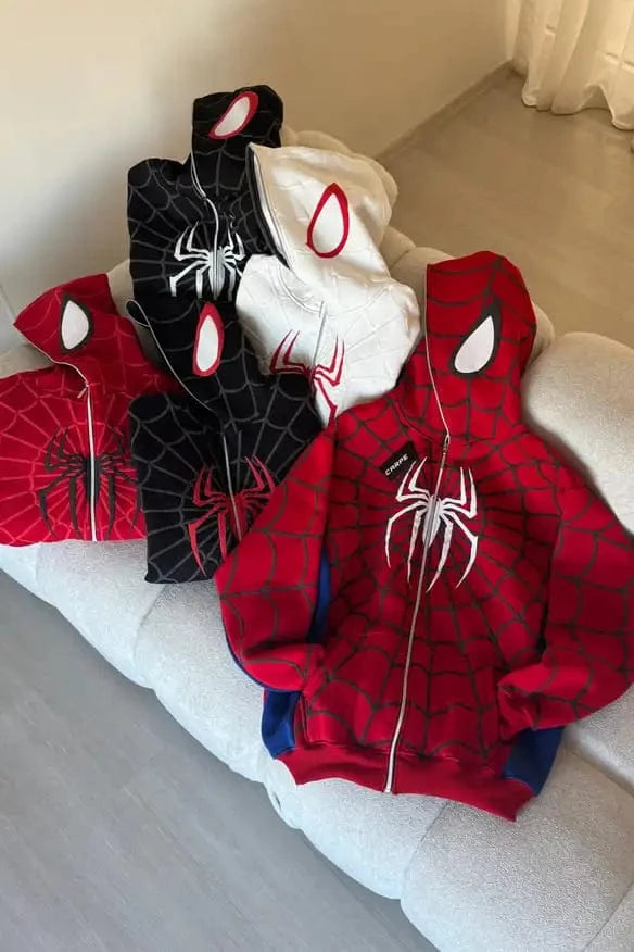 Planet Gates American Spider 3D Foaming Embroidery Zipper Hoodie Y2K Retro Gothic Harajuku Women Zip Up Jacket Hoodies Sweatshirt Men Clothes