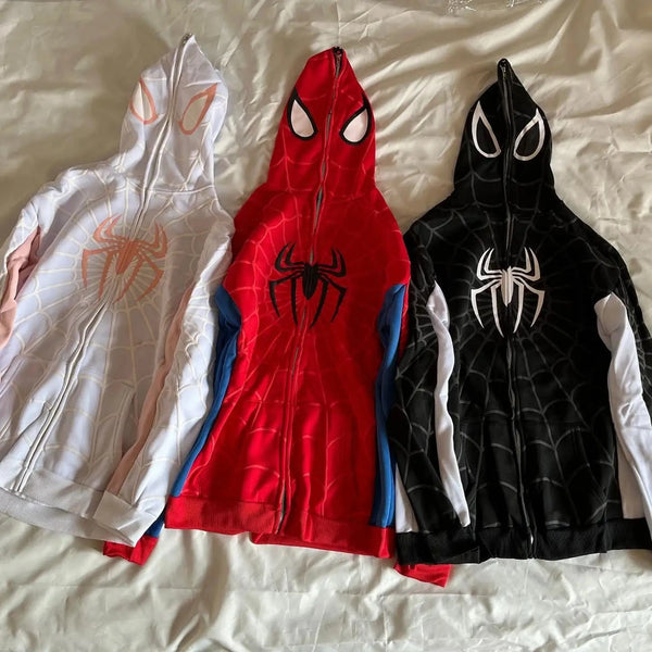 Planet Gates American Spider Vintage Zip Up Hoodie Y2K Clothes Mens Womens Spider Graphic Oversized Hoodies Sweatshirts Casual Jackets