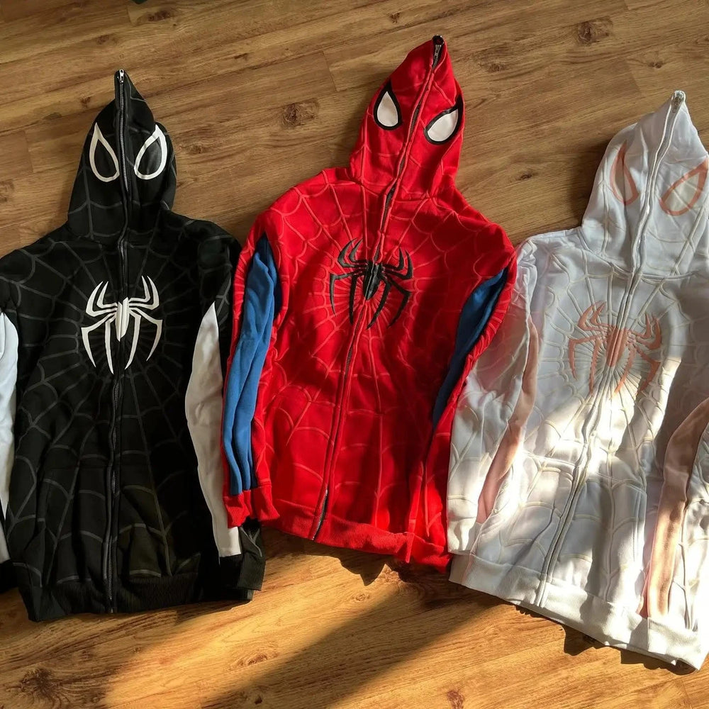 Planet Gates American Spider Vintage Zip Up Hoodie Y2K Clothes Mens Womens Spider Graphic Oversized Hoodies Sweatshirts Casual Jackets