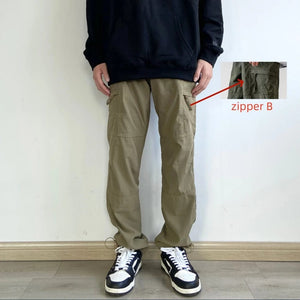 Planet Gates American Style Waterproof Cargo Pants Men Side Zipper Loose Straight Military Trousers Outdoor Casual Sport Hiking Tactics Pants
