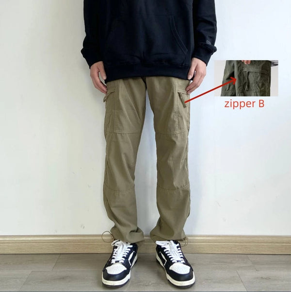 Planet Gates American Style Waterproof Cargo Pants Men Side Zipper Loose Straight Military Trousers Outdoor Casual Sport Hiking Tactics Pants