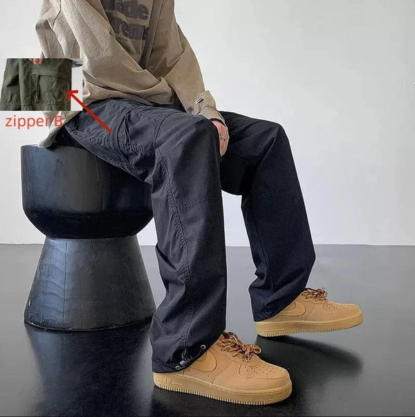 Planet Gates American Style Waterproof Cargo Pants Men Side Zipper Loose Straight Military Trousers Outdoor Casual Sport Hiking Tactics Pants