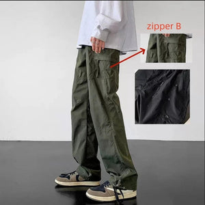 Planet Gates American Style Waterproof Cargo Pants Men Side Zipper Loose Straight Military Trousers Outdoor Casual Sport Hiking Tactics Pants