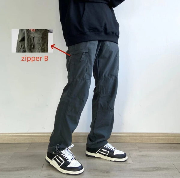 Planet Gates American Style Waterproof Cargo Pants Men Side Zipper Loose Straight Military Trousers Outdoor Casual Sport Hiking Tactics Pants