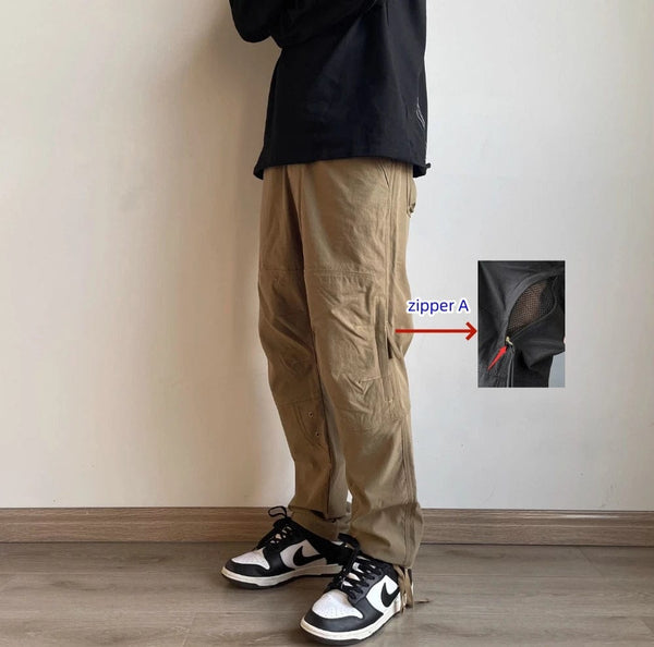 Planet Gates American Style Waterproof Cargo Pants Men Side Zipper Loose Straight Military Trousers Outdoor Casual Sport Hiking Tactics Pants