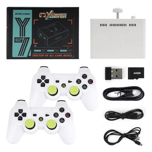 Planet Gates Ampown Y7 Video Game Console Linux System 256G Built 12000 Games Rechargeable Wireless Handle Low Latency Connection Player Gift