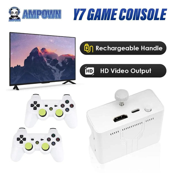 Planet Gates Ampown Y7 Video Game Console Linux System 256G Built 12000 Games Rechargeable Wireless Handle Low Latency Connection Player Gift
