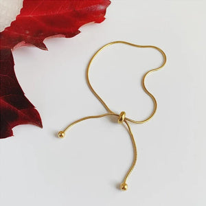 Planet Gates ANENJERY 316L Stainless Steel Adjustable Pull Bracelet Anklet Female Ins Cold Wind Simple Snake Bone Chain Bracelet