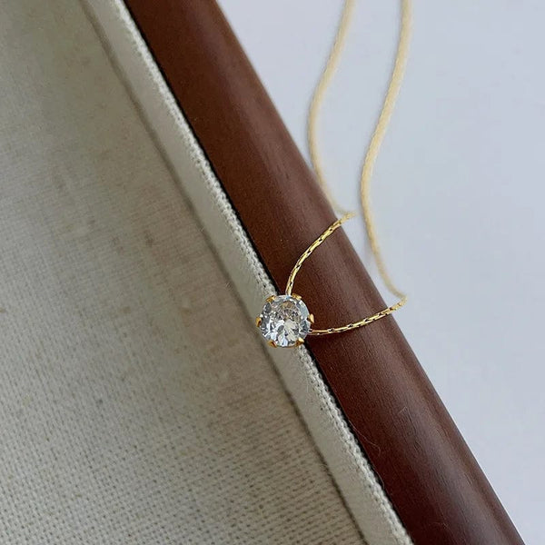 Planet Gates ANENJERY 316L Stainless Steel Zircon Thin Clavicle Chain Necklace for Women Festive Party Jewelry Wholesale