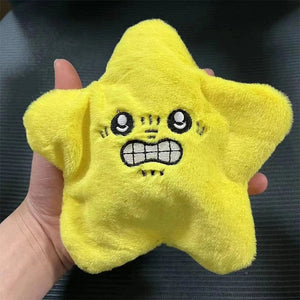 Planet Gates Angry Moving Jumping Stars Plush Toy Cute Yellow Pentagonal Heart Expression Stars Plush Soft Kawaii  Fun Toy Gift for Kid Adult