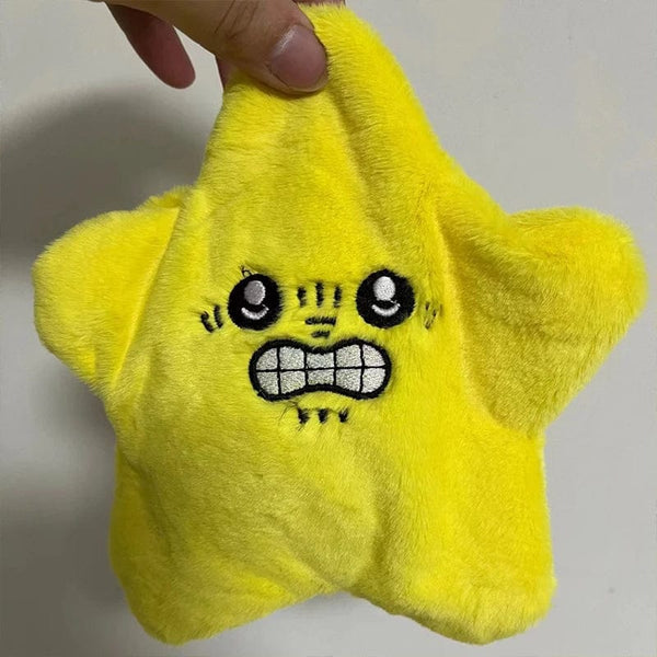 Planet Gates Angry Moving Jumping Stars Plush Toy Cute Yellow Pentagonal Heart Expression Stars Plush Soft Kawaii  Fun Toy Gift for Kid Adult