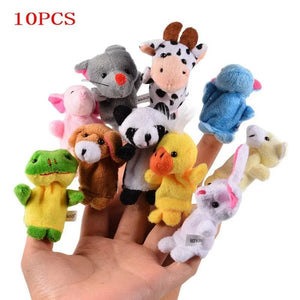 Planet Gates Animal 10 PCS 10Pcs Baby Plush Toy Cartoon Animal Family Finger Puppet Role Play Tell Story Cloth Doll Educational Toys For Children Kids