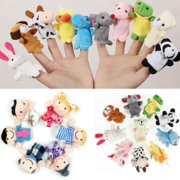 Planet Gates Animal 10 PCS 10Pcs Baby Plush Toy Cartoon Animal Family Finger Puppet Role Play Tell Story Cloth Doll Educational Toys For Children Kids