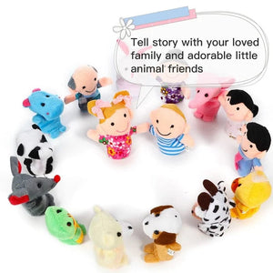 Planet Gates Animal 10 PCS 10Pcs Baby Plush Toy Cartoon Animal Family Finger Puppet Role Play Tell Story Cloth Doll Educational Toys For Children Kids