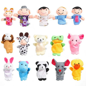 Planet Gates Animal 10 PCS 10Pcs Baby Plush Toy Cartoon Animal Family Finger Puppet Role Play Tell Story Cloth Doll Educational Toys For Children Kids