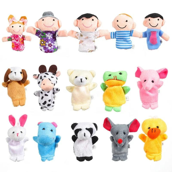 Planet Gates Animal 10 PCS 10Pcs Baby Plush Toy Cartoon Animal Family Finger Puppet Role Play Tell Story Cloth Doll Educational Toys For Children Kids