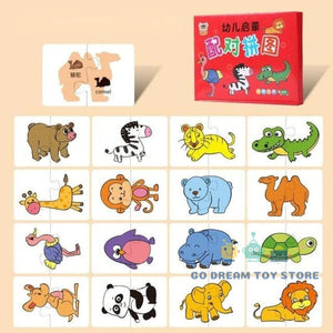 Planet Gates Animal 32Pcs Toddler Matching Card Early Montessori Education Puzzle Toys Cartoon Jigsaw Animal Color Shape Cognitive Training Gifts
