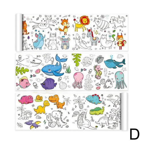 Planet Gates Animal / CN Children's Drawing Roll Sticky Color Filling Paper Graffiti Scroll Coloring Paper Roll For Kids DIY Painting Educational Toys