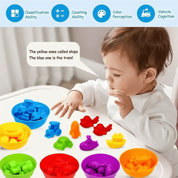 Planet Gates animal Rainbow Counting Animal Traffic Car Early Education Toy Animal Cognition Montessori Math Teaching Assisted Kindergarten Games