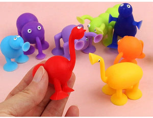 Planet Gates Animal Sucker Toys DIY Silicone Block Model Sucker Assembled Construction Educational Funny Toys Boys Girls Stress Release Toys