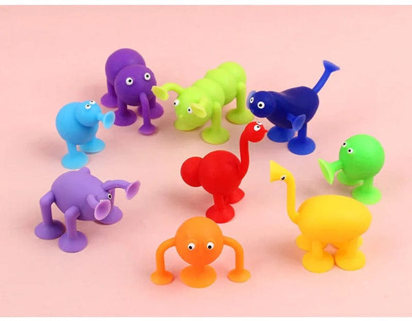 Planet Gates Animal Sucker Toys DIY Silicone Block Model Sucker Assembled Construction Educational Funny Toys Boys Girls Stress Release Toys