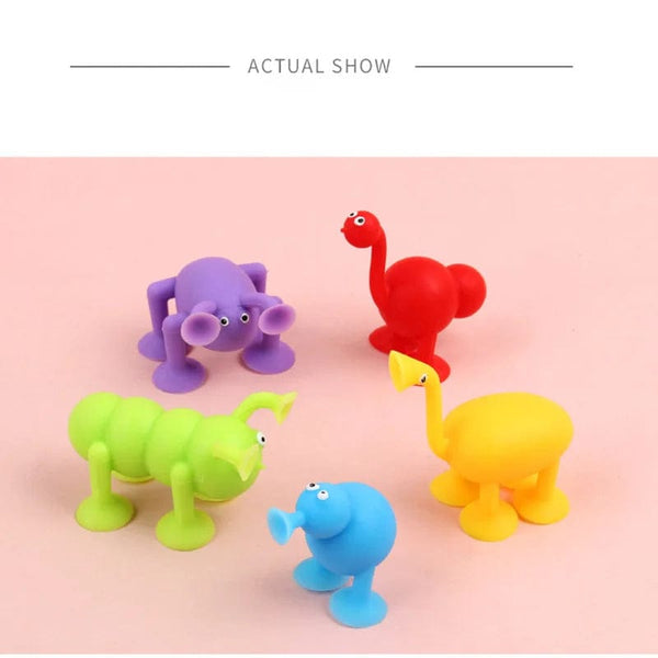 Planet Gates Animal Sucker Toys DIY Silicone Block Model Sucker Assembled Construction Educational Funny Toys Boys Girls Stress Release Toys
