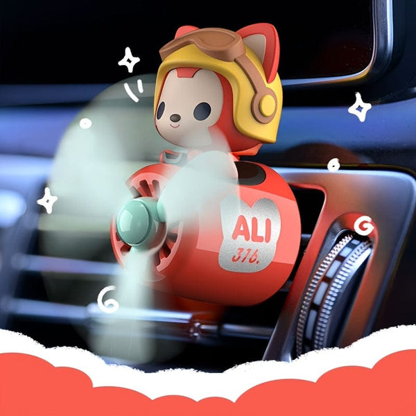 Planet Gates Animals 1pc Bear Pilot Design Car Air Freshener, Car Interior Accessories, Car Air Vent Aroma Diffuser Clip, Car Air Vent Decoration Clip