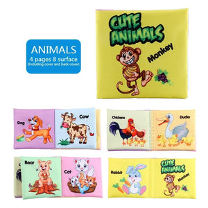 Planet Gates animals Baby Cloth Books Enlightenment Early Educational Toys Kids Fruits Animal Numbers Food Cognitive Book for Toddlers 12-72 Month