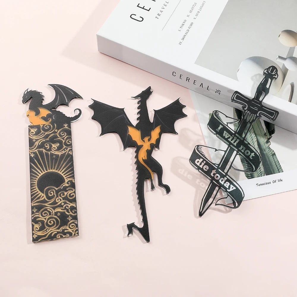 Planet Gates Anime Black Dragon Bookmarks Collect Gift for Book Lovers Acrylic Book Mark Stationery Accessories for Men Women Friends Teacher