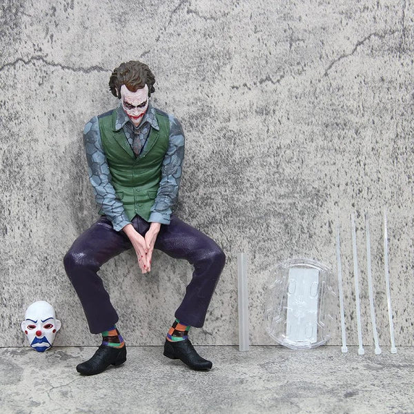 Planet Gates Anime Detective Comics Joker Sitting Mafex Action Figure Suicide Squad Joker Supervillain Model Doll Gift Car Decoration Toy