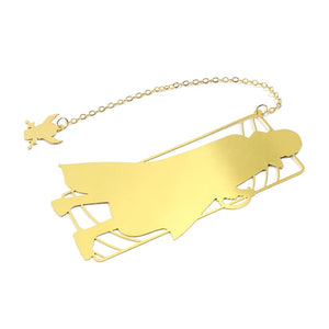 Planet Gates Anime One Piece Figure Metal Bookmarks with Tassel Luffy Uta Shanks Gold Color Book Marks Gifts for Fans Collection Supplies