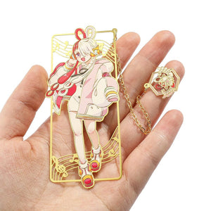 Planet Gates Anime One Piece Figure Metal Bookmarks with Tassel Luffy Uta Shanks Gold Color Book Marks Gifts for Fans Collection Supplies