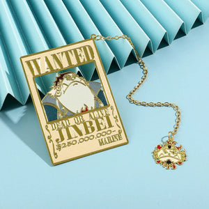 Planet Gates Anime One Piece Piratesreward Metal Bookmarks with Tassel Gold Color Luffy Wanted Book Marks Gifts for Fans Collection Supplies