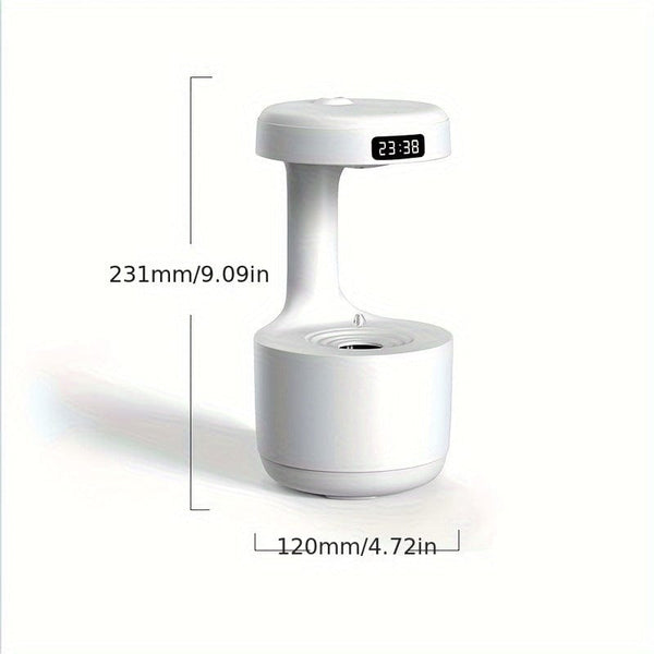 Planet Gates Antigravity White 1PC Anti-gravity Humidifier, Large-capacity Water Droplet Humidifier, Creative Air Humidifier, Water Droplet Reverse Flow Humidifier, Intelligent LED Digital Display Screen, USB Plug-in, Home Decor Room Decor Back To School