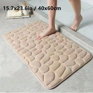 Planet Gates Apricot / 15.7x23.6in / 40x60cm 1pc Cobblestone Embossed Bathroom Bath Mat, Machine Washable Bath Rug, Rapid Water Absorbent, Non-Slip, Washable, Thick, Soft And Comfortable Carpet For Shower Room, Bathroom Accessories