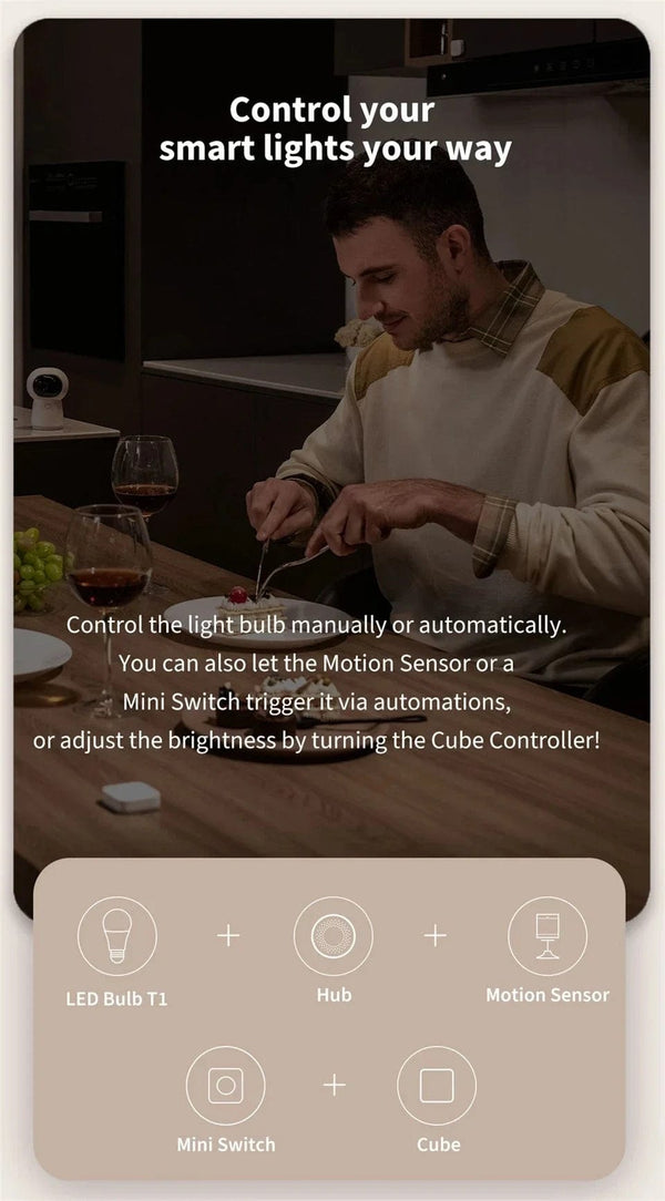 Planet Gates Aqara Smart LED Bulb T1 E27 Zigbee 3.0 2700K-6500K 220-240V Bluetooth Remote Lamp Light For Xiaomi Mihome APP Homek