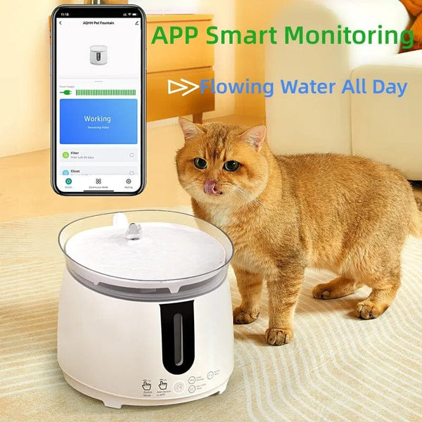 Planet Gates AQHH Cat Water Fountain with Wireless Pump Pet Water Fountain for Cats Inside Automatic Smart Fountain App Control Easy Cleaning