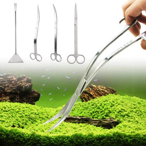 Planet Gates Aquarium Accessories Hard Stainless Steel Aquarium Tool Scissor Tweezers Plants Wave Scissors Fish Tank Shovels Cleaner Supplies
