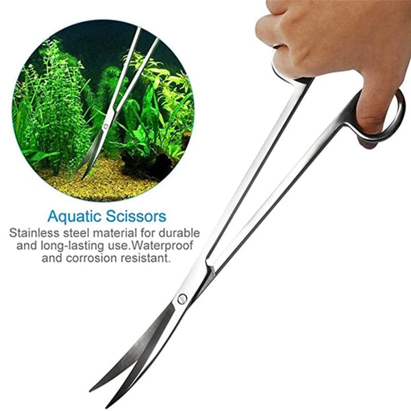 Planet Gates Aquarium Accessories Hard Stainless Steel Aquarium Tool Scissor Tweezers Plants Wave Scissors Fish Tank Shovels Cleaner Supplies