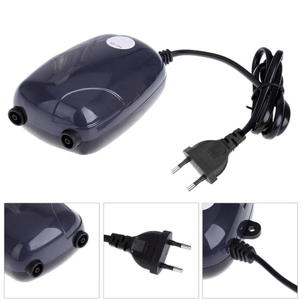 Planet Gates Aquarium Air Pump Fish Tank Mini Compressor Single Double Outlet with Check Valve Tube Aquatic Accessories 220V 3W 5W