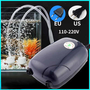 Planet Gates Aquarium Air Pump Fish Tank Mini Compressor Single Double Outlet with Check Valve Tube Aquatic Accessories 220V 3W 5W