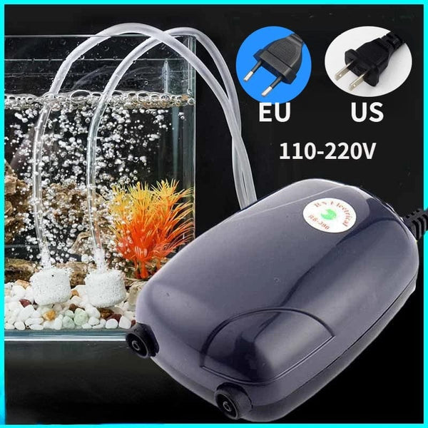 Planet Gates Aquarium Air Pump Fish Tank Mini Compressor Single Double Outlet with Check Valve Tube Aquatic Accessories 220V 3W 5W
