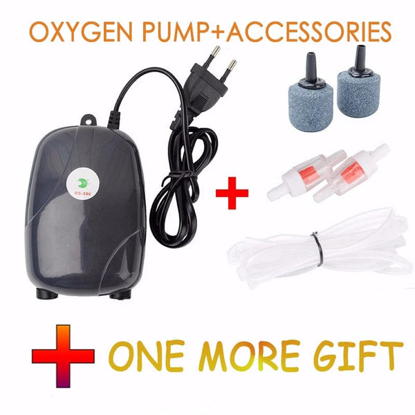 Planet Gates Aquarium Air Pump Fish Tank Mini Compressor Single Double Outlet with Check Valve Tube Aquatic Accessories 220V 3W 5W